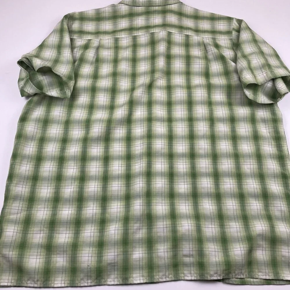 The North Face Tekwear Button Up Shirt Men’s XXL Green Plaid Short Sleeve Hike